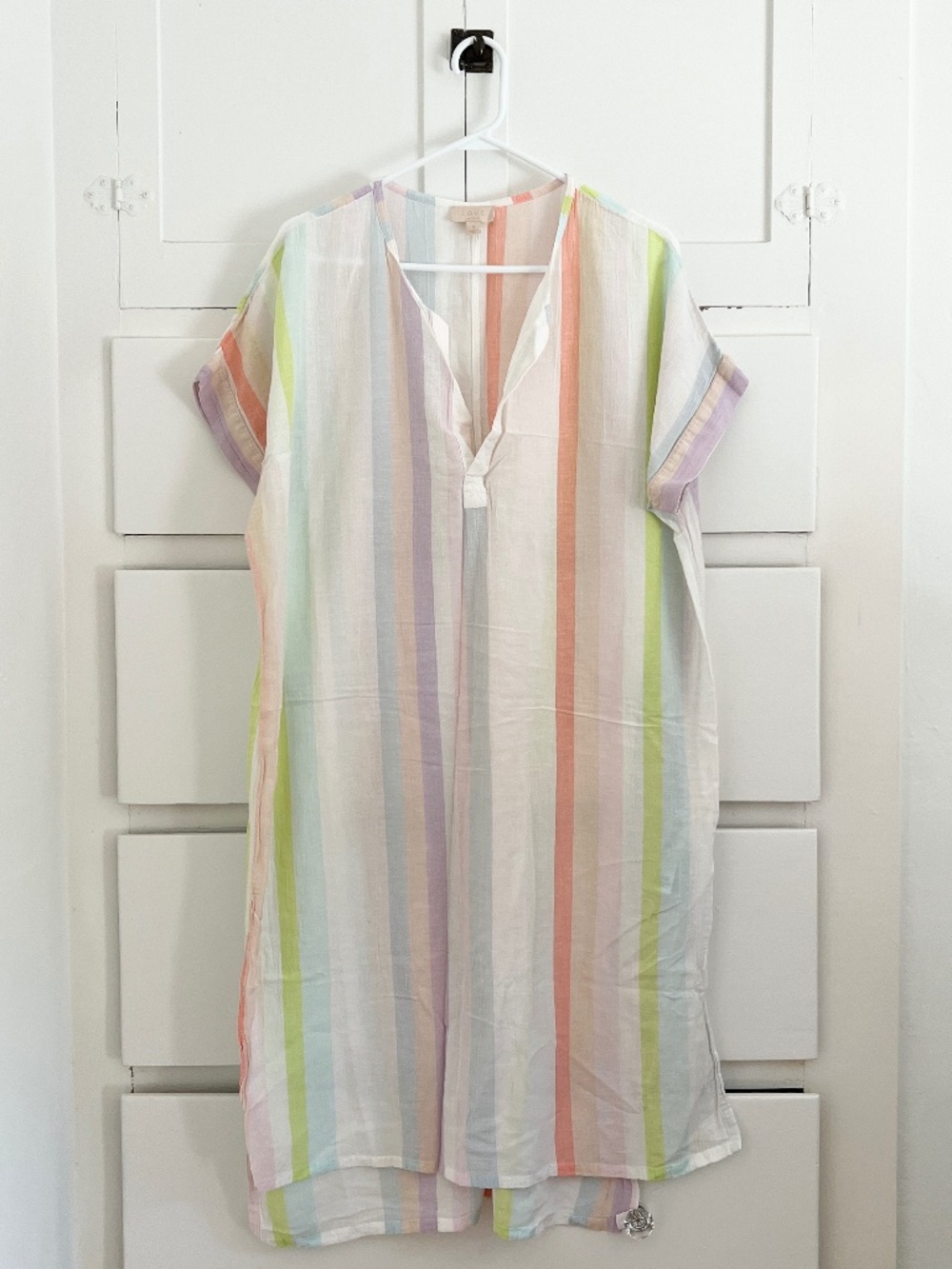 GAP Dreamwell Stripe Linen Blend Caftan Beach Cover Up M